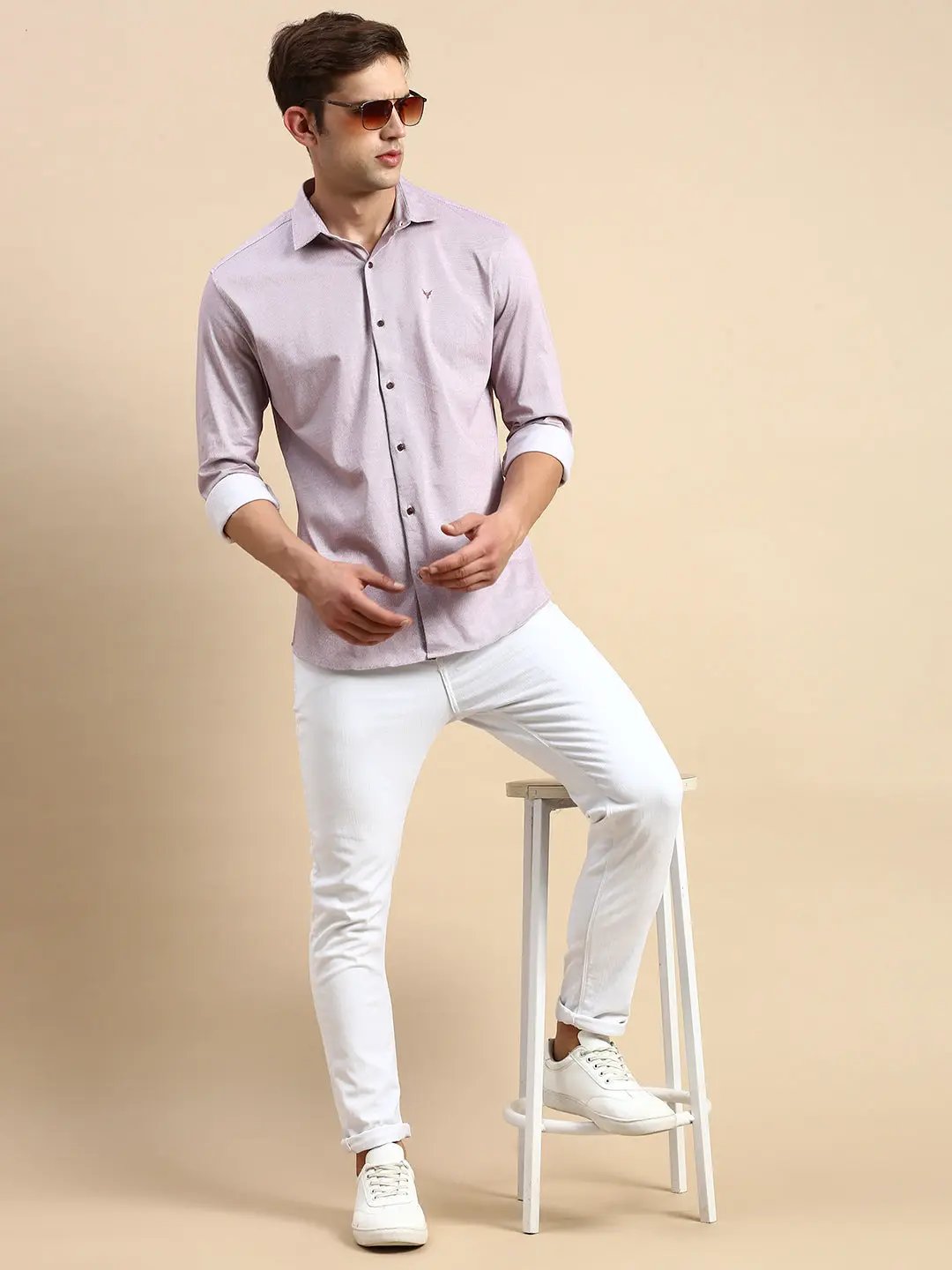 Men's Pink Striped Casual Shirt