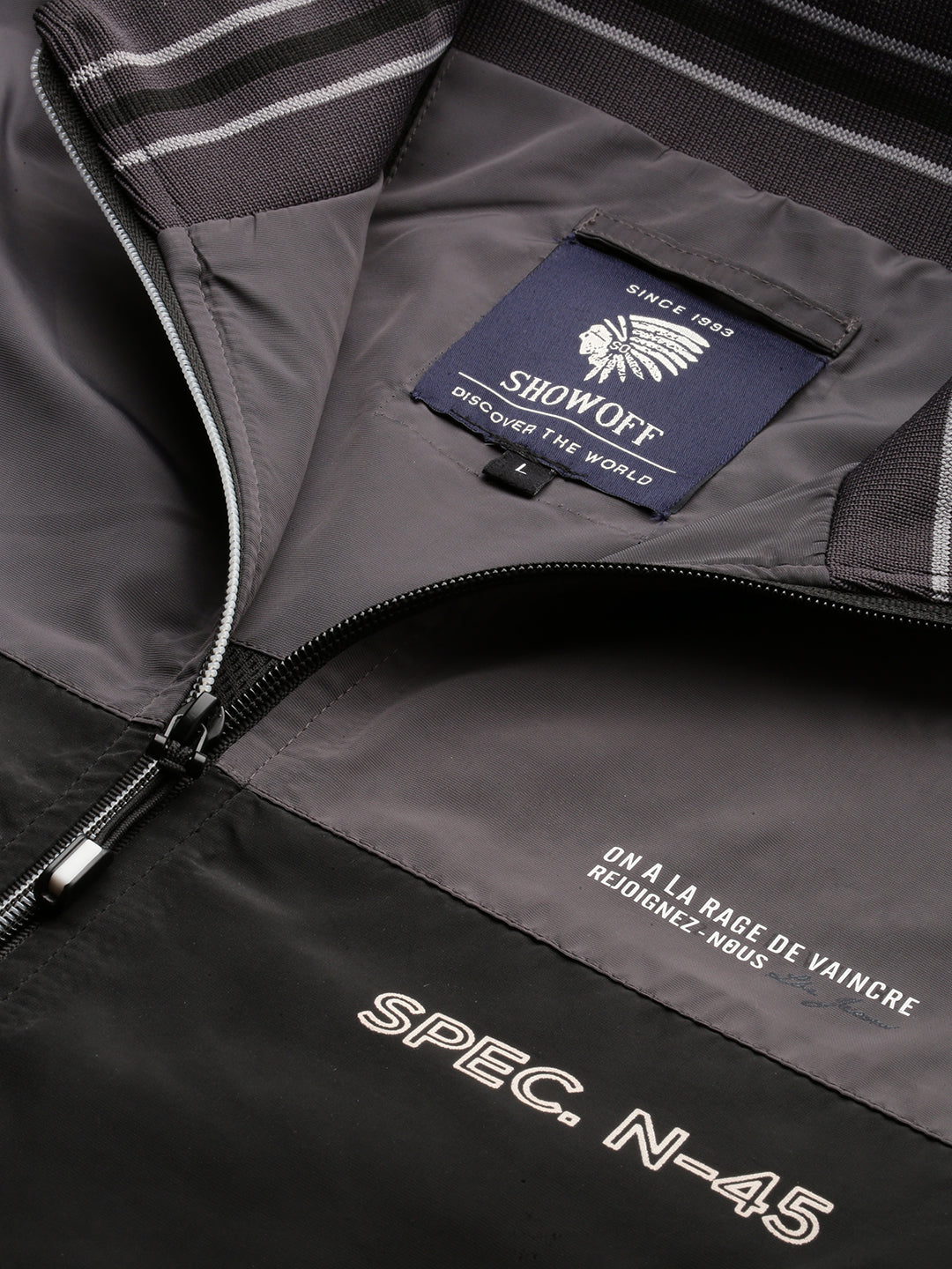 Men's Grey Colourblock Casual Bomber Jackets