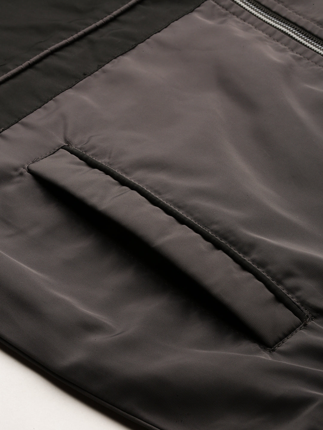 Men's Grey Colourblock Casual Bomber Jackets