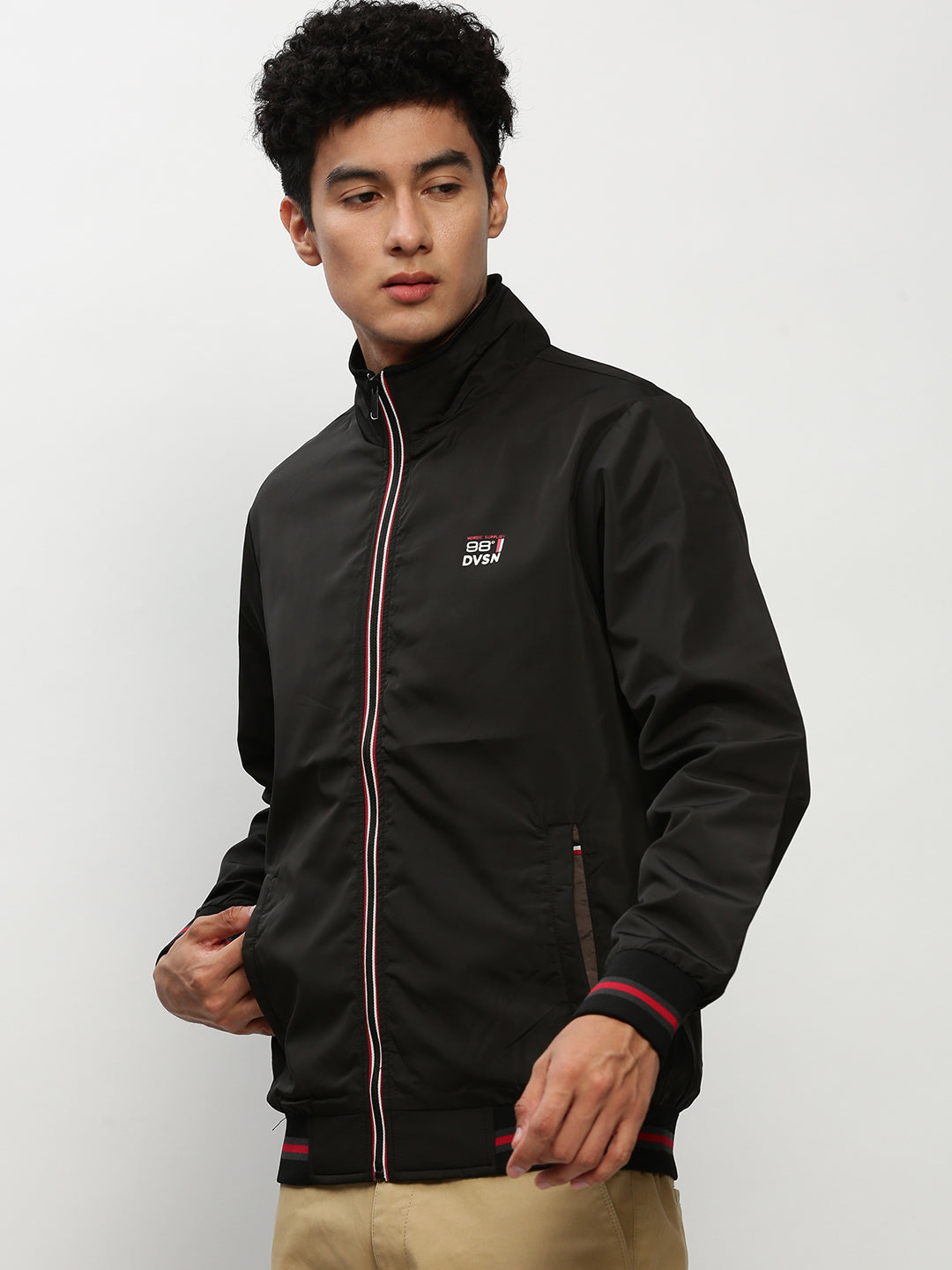 Men's Black Solid Casual Bomber Jackets