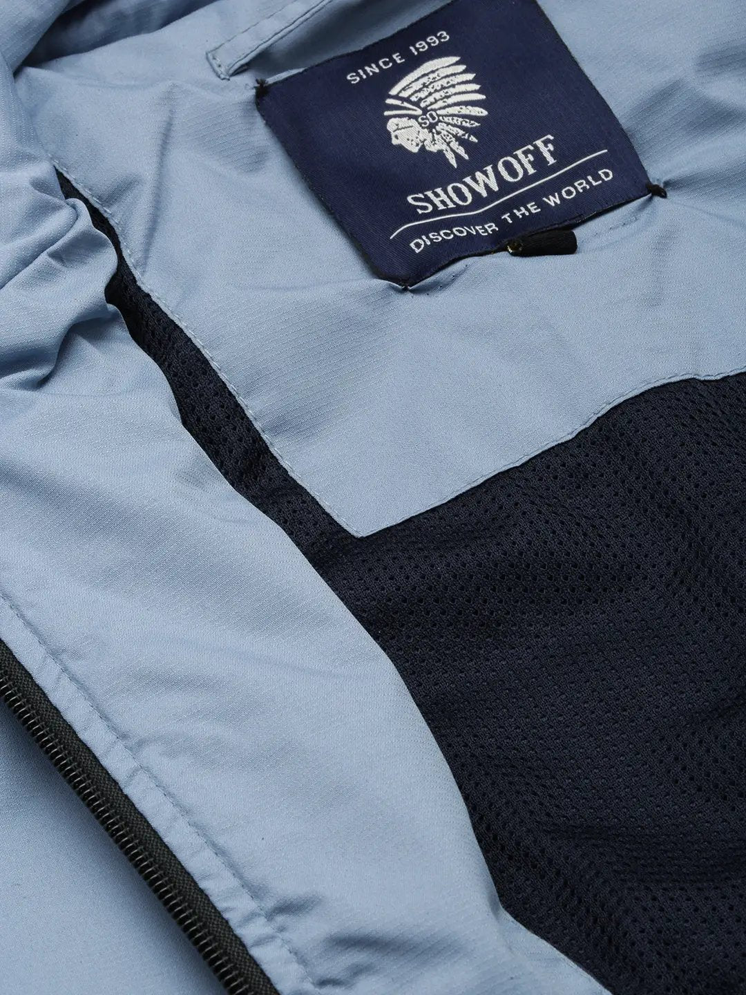 Men's Blue Solid Casual Jacket