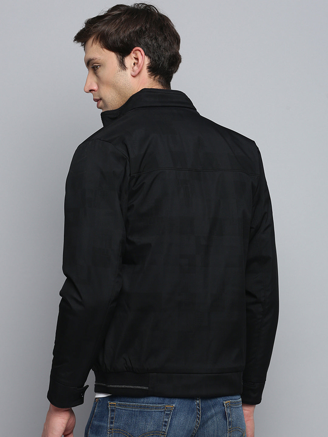 Men Black Solid Casual Jacket