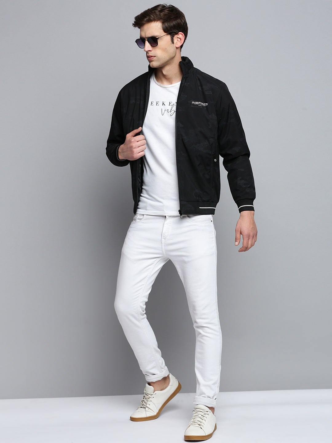 Men Black Solid Casual Jacket