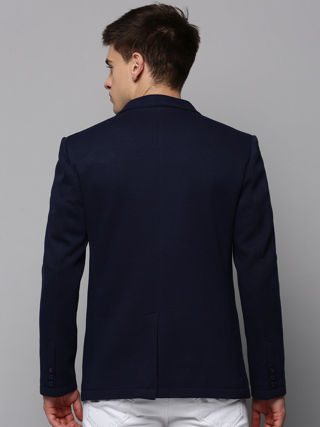 Men Navy Solid Blazer