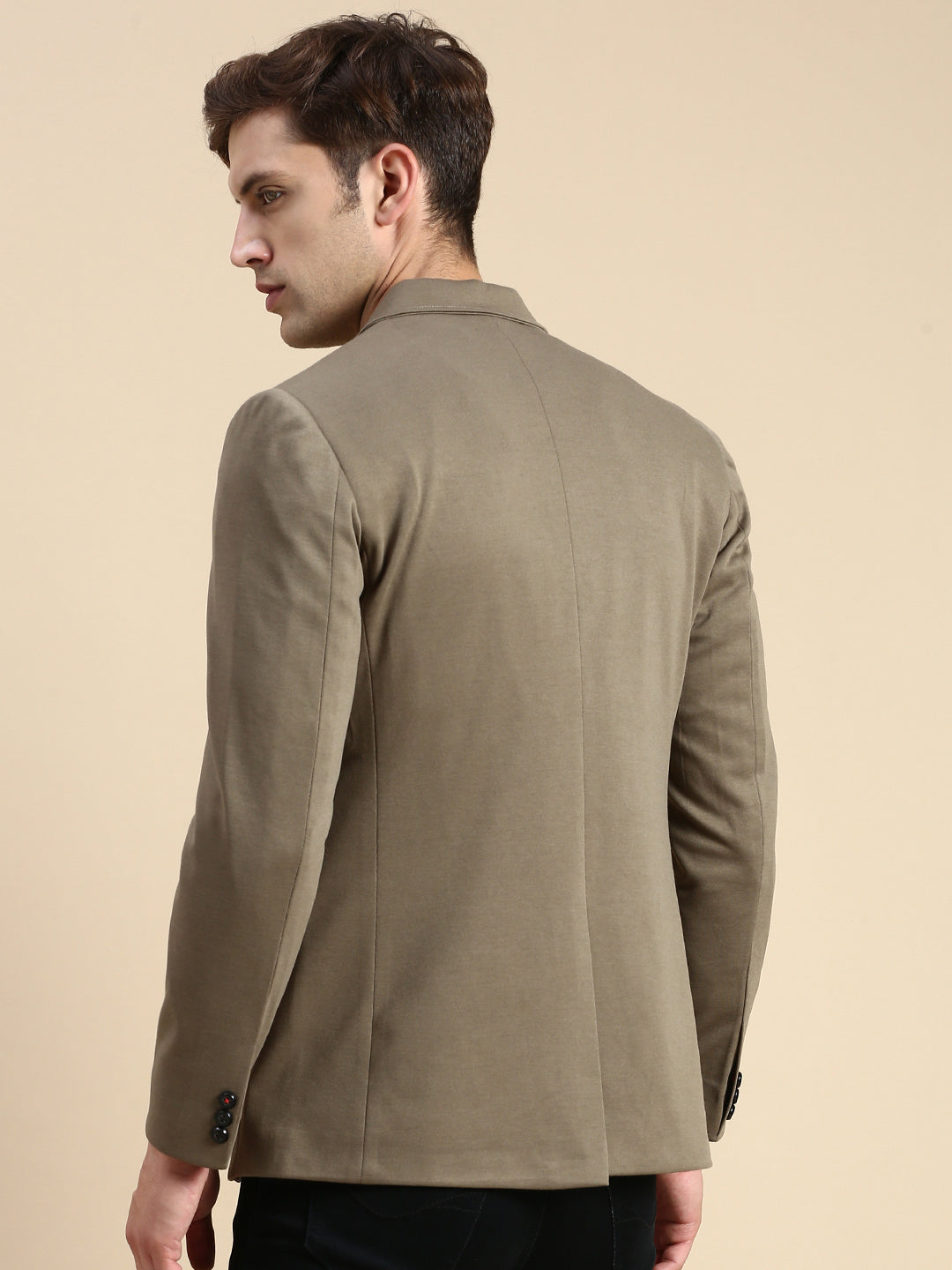 Men Green Solid Casual Blazer