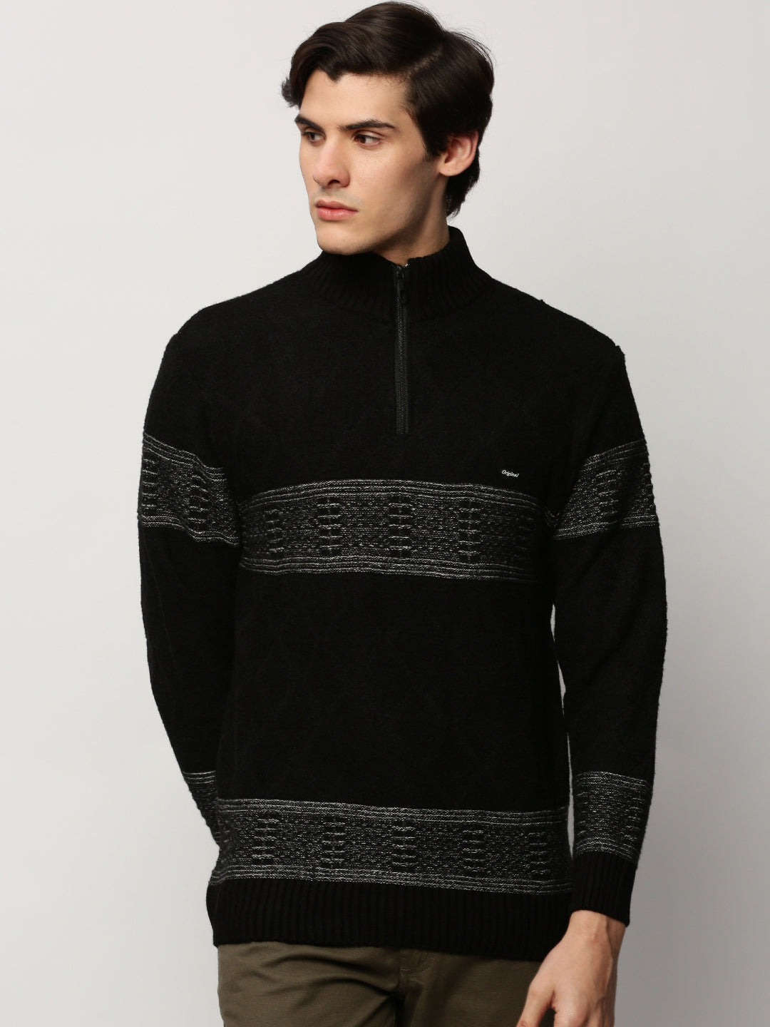 Men's Black Knitted Casual Sweaters
