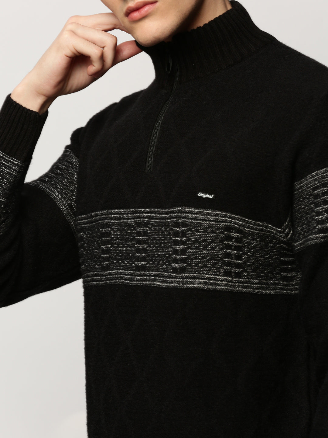 Men's Black Knitted Casual Sweaters