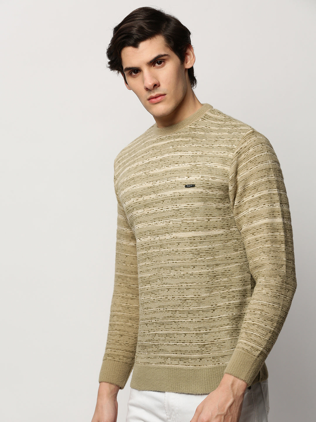 Men Green Knitted Casual Sweaters