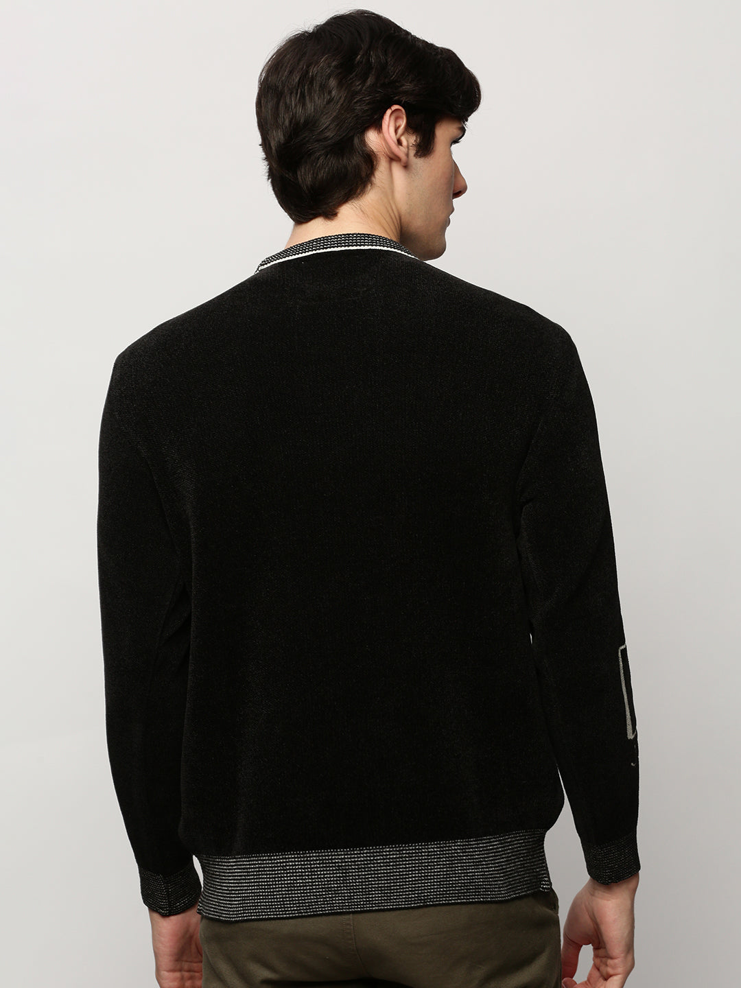 Men Black Typographic Casual Sweaters