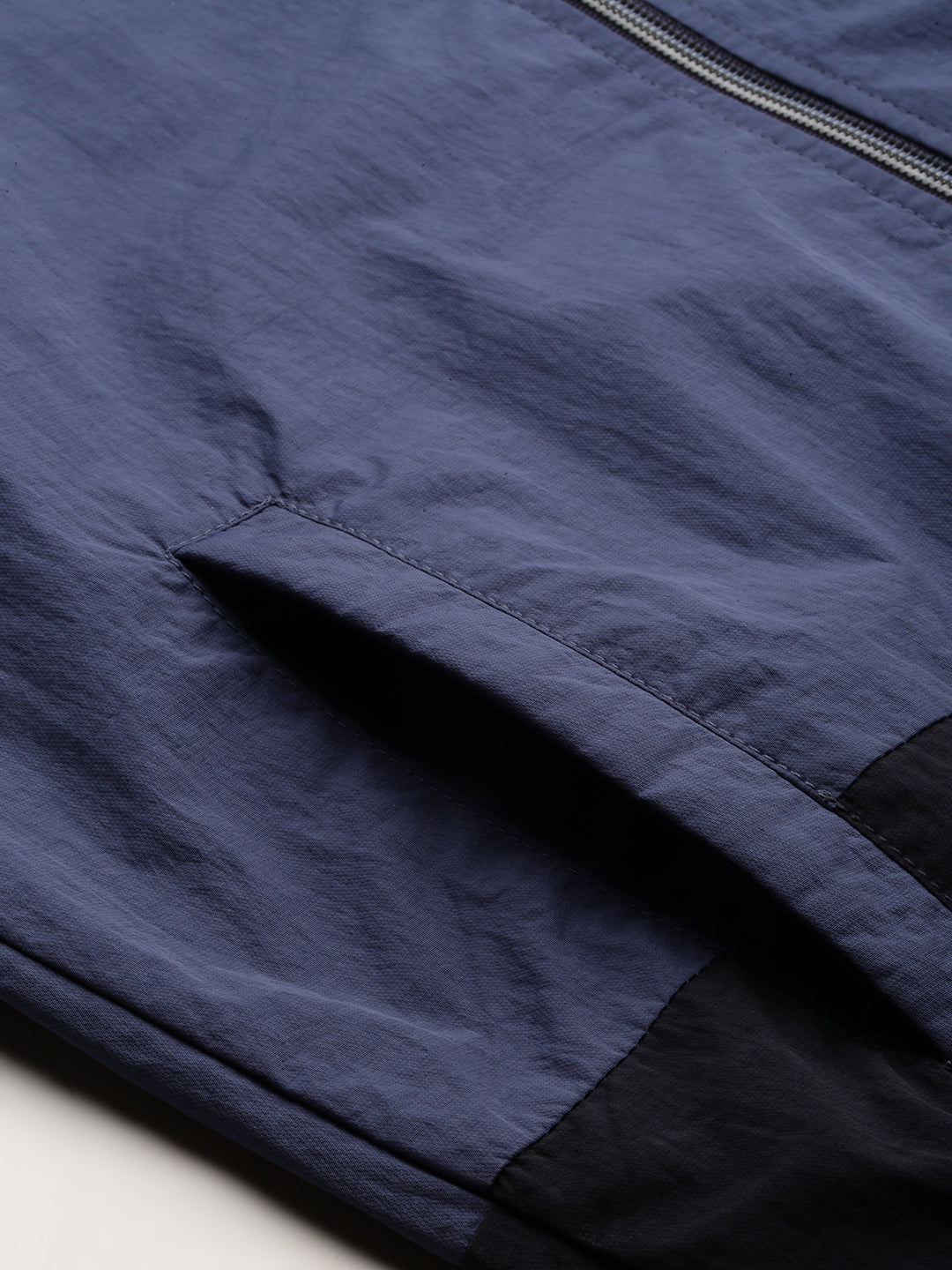 Men's Blue Colourblock Casual Bomber Jackets