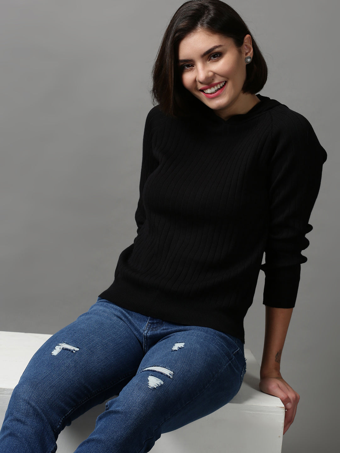 Women's Black Solid Top