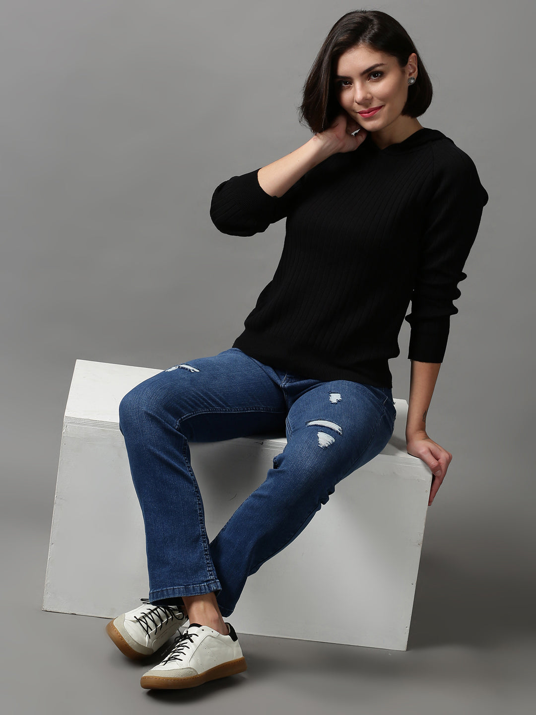 Women's Black Solid Top