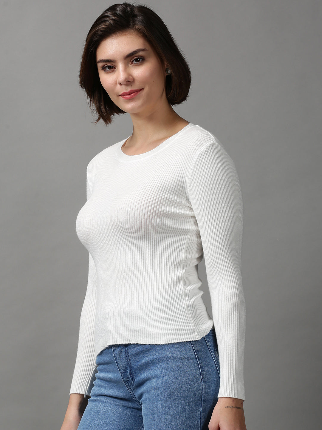 Women's White Solid Top