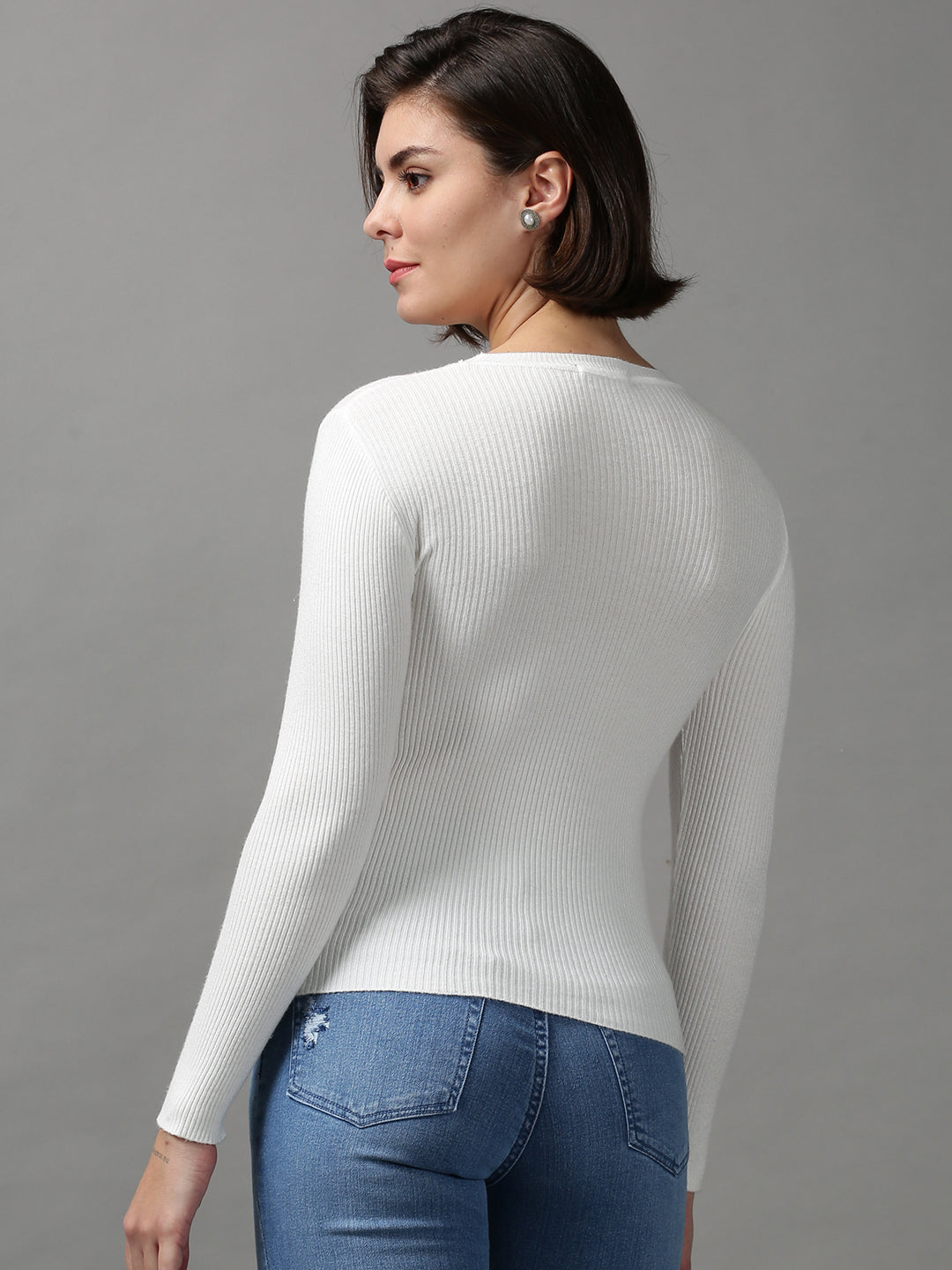 Women's White Solid Top