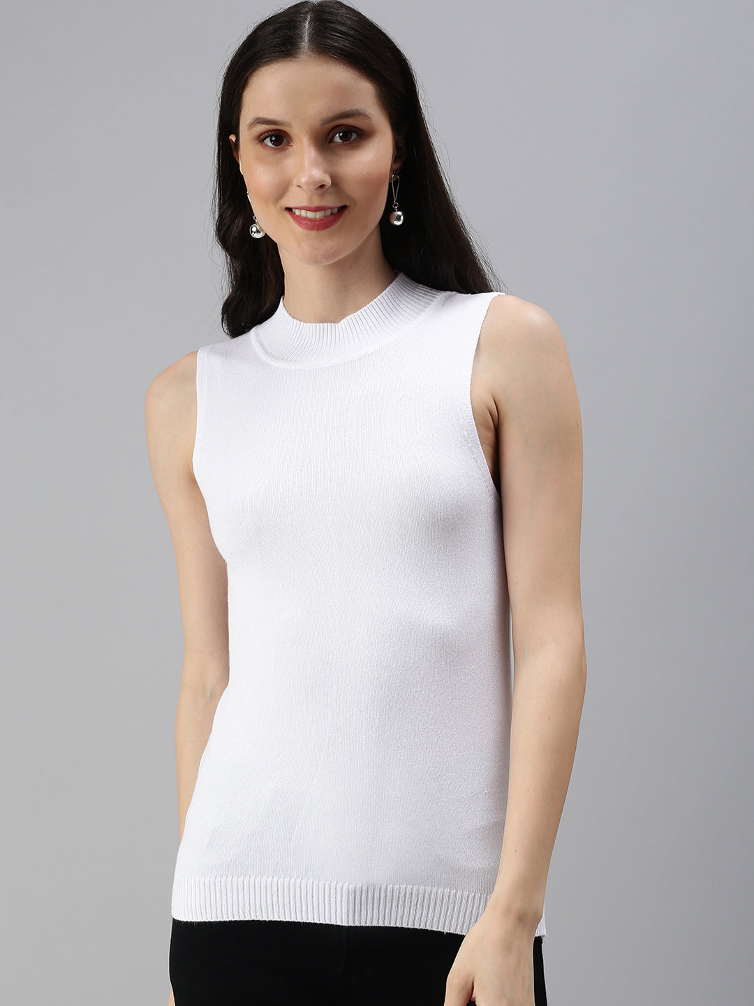 Women's White Solid Top