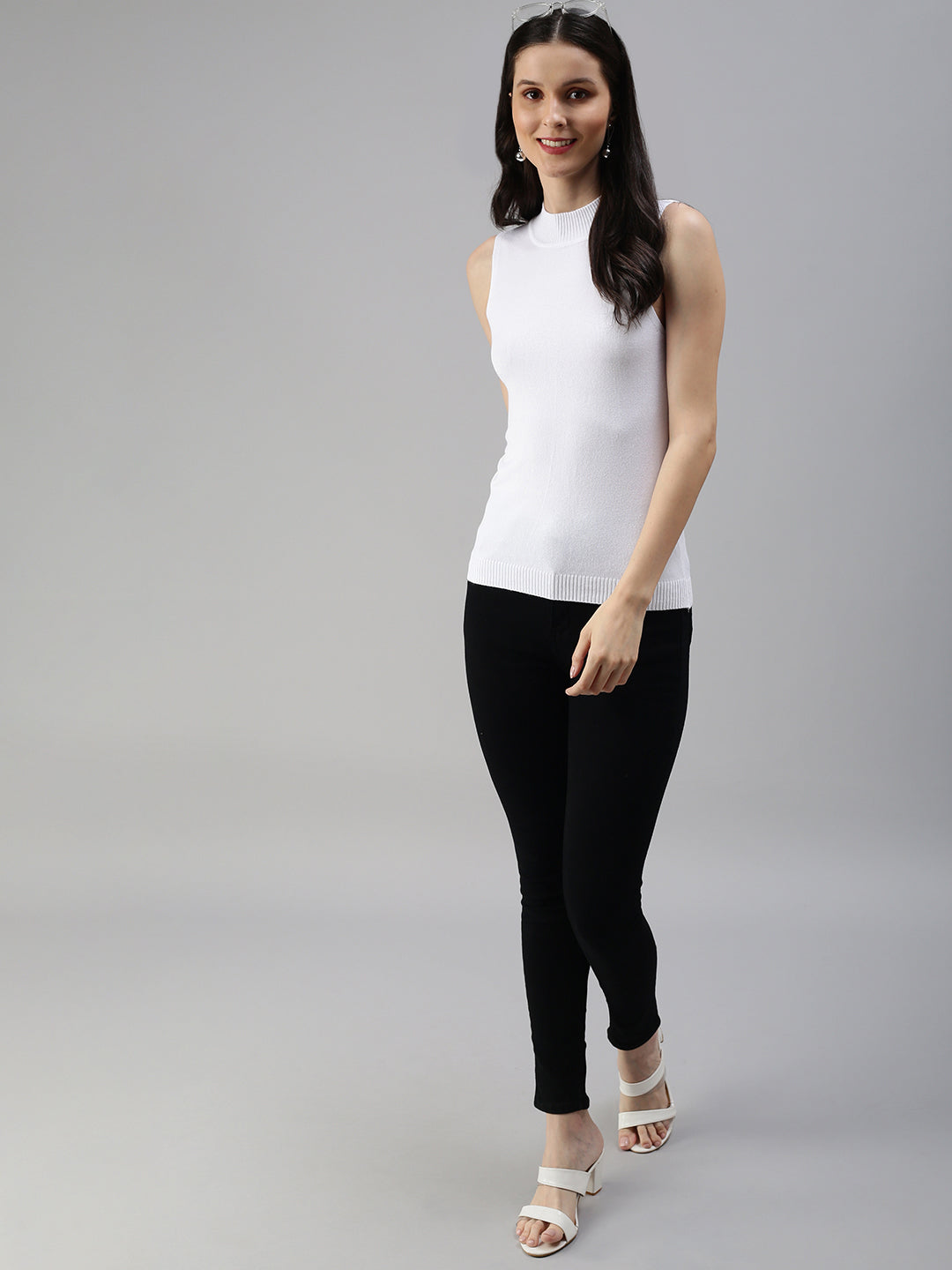 Women's White Solid Top