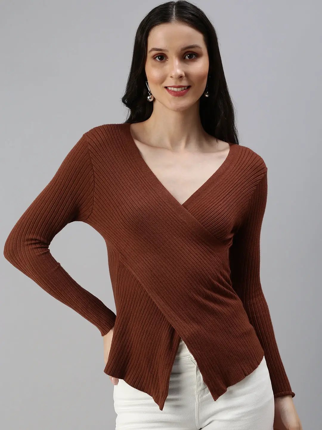 Women's Brown Solid Top