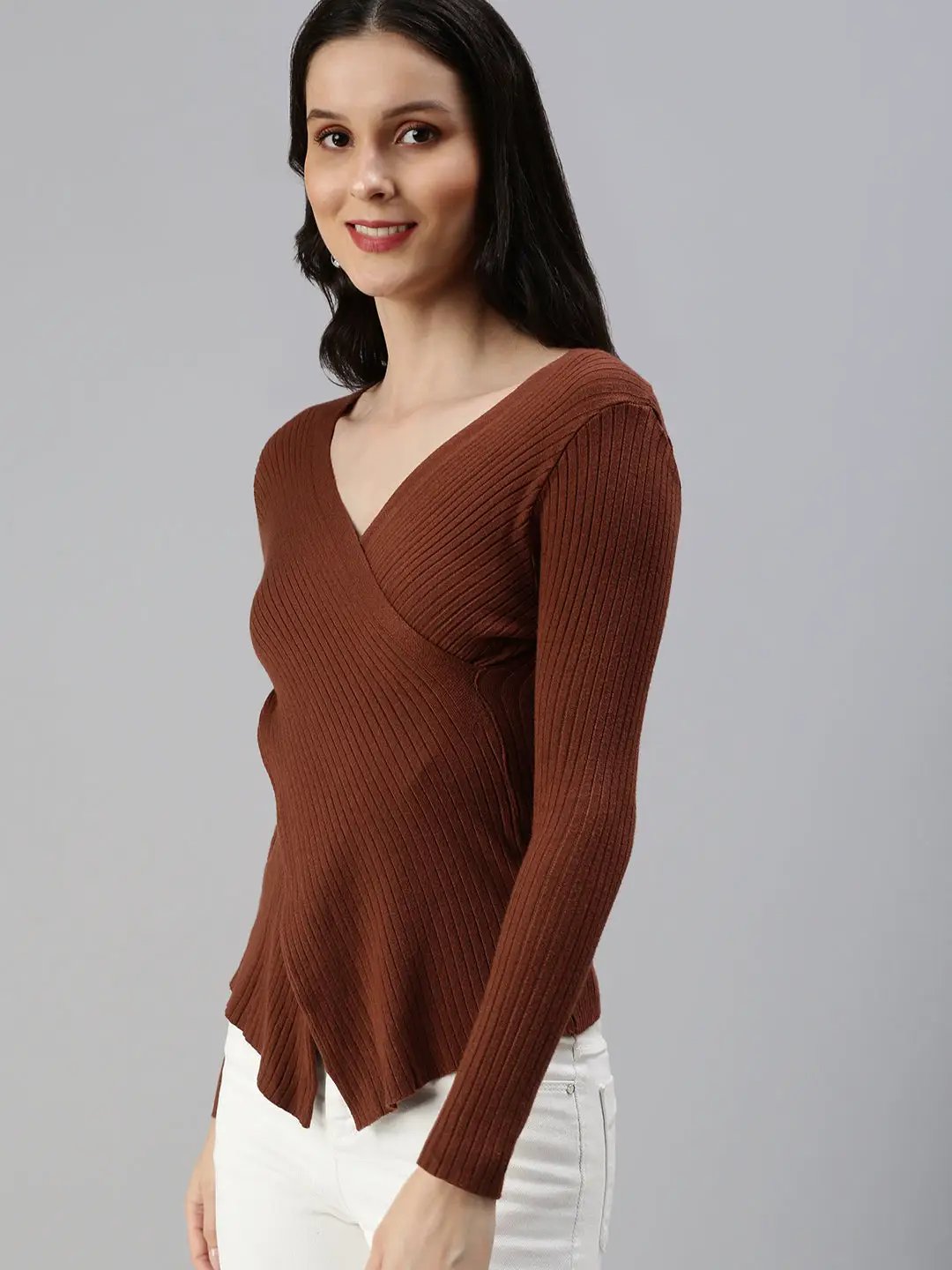 Women's Brown Solid Top