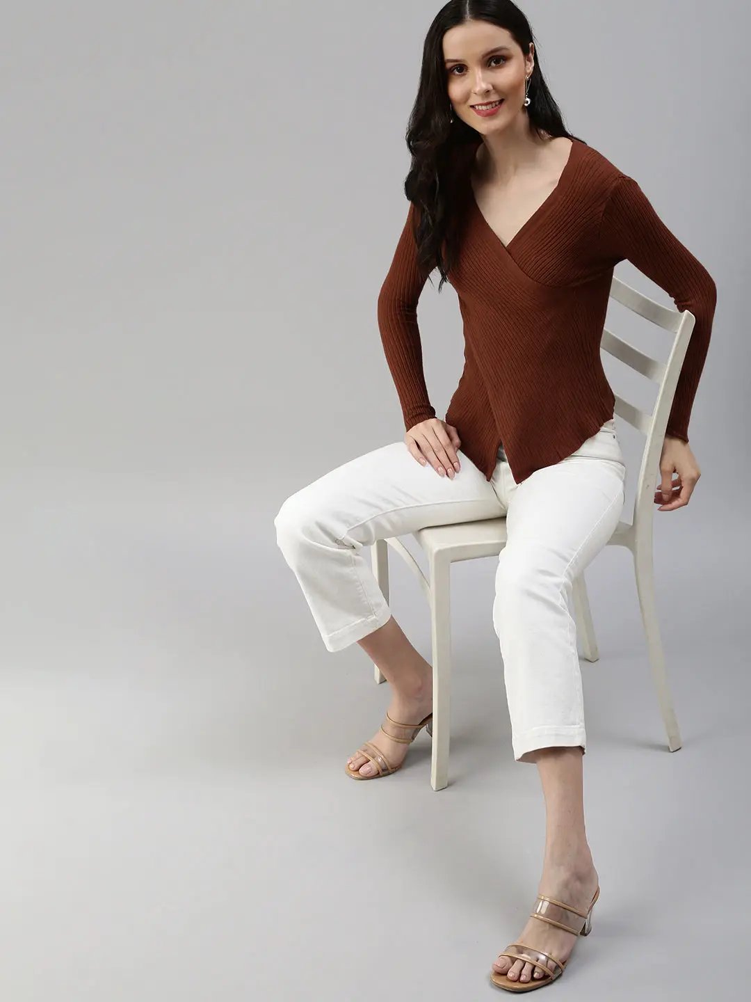 Women's Brown Solid Top