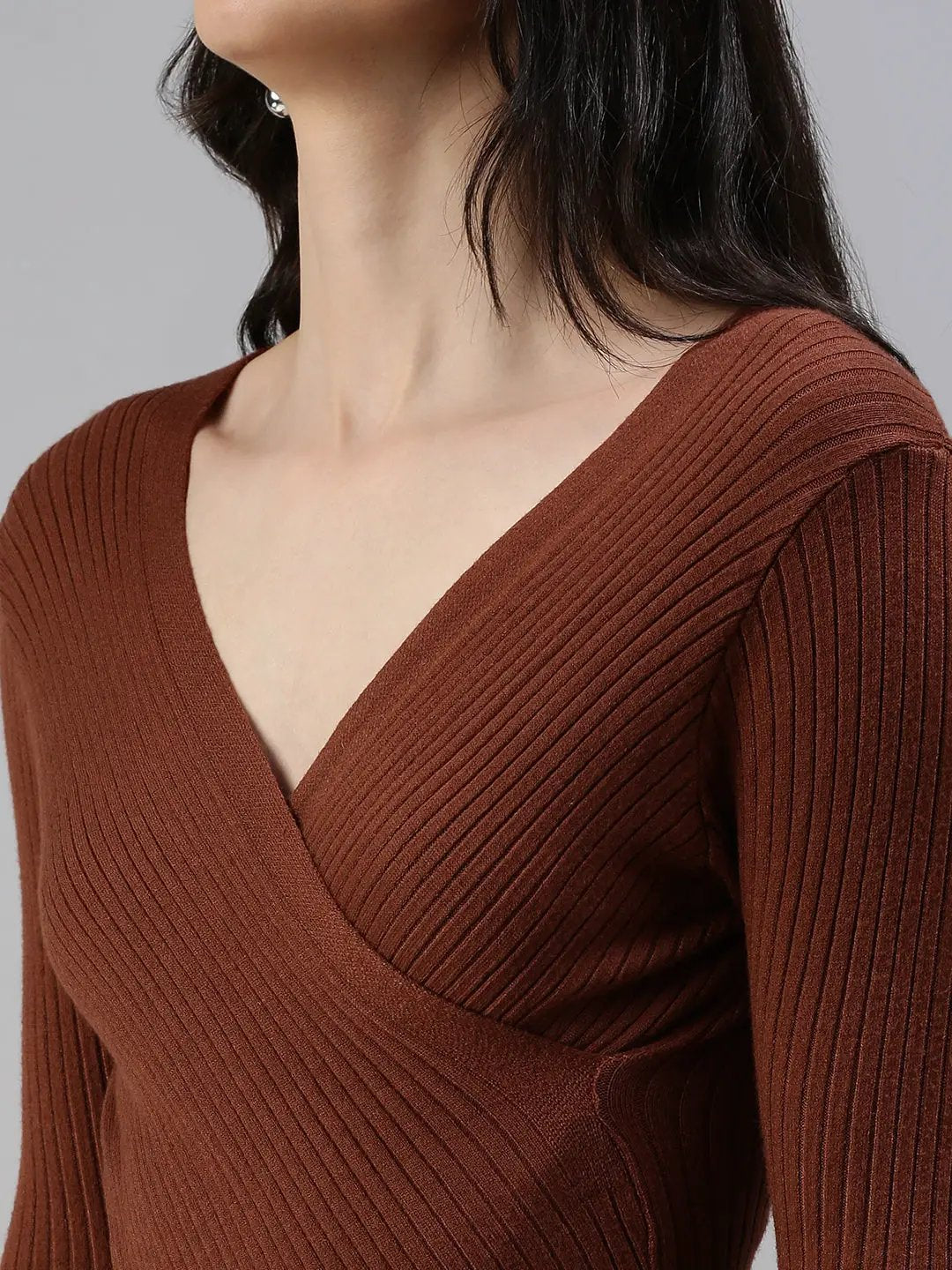 Women's Brown Solid Top