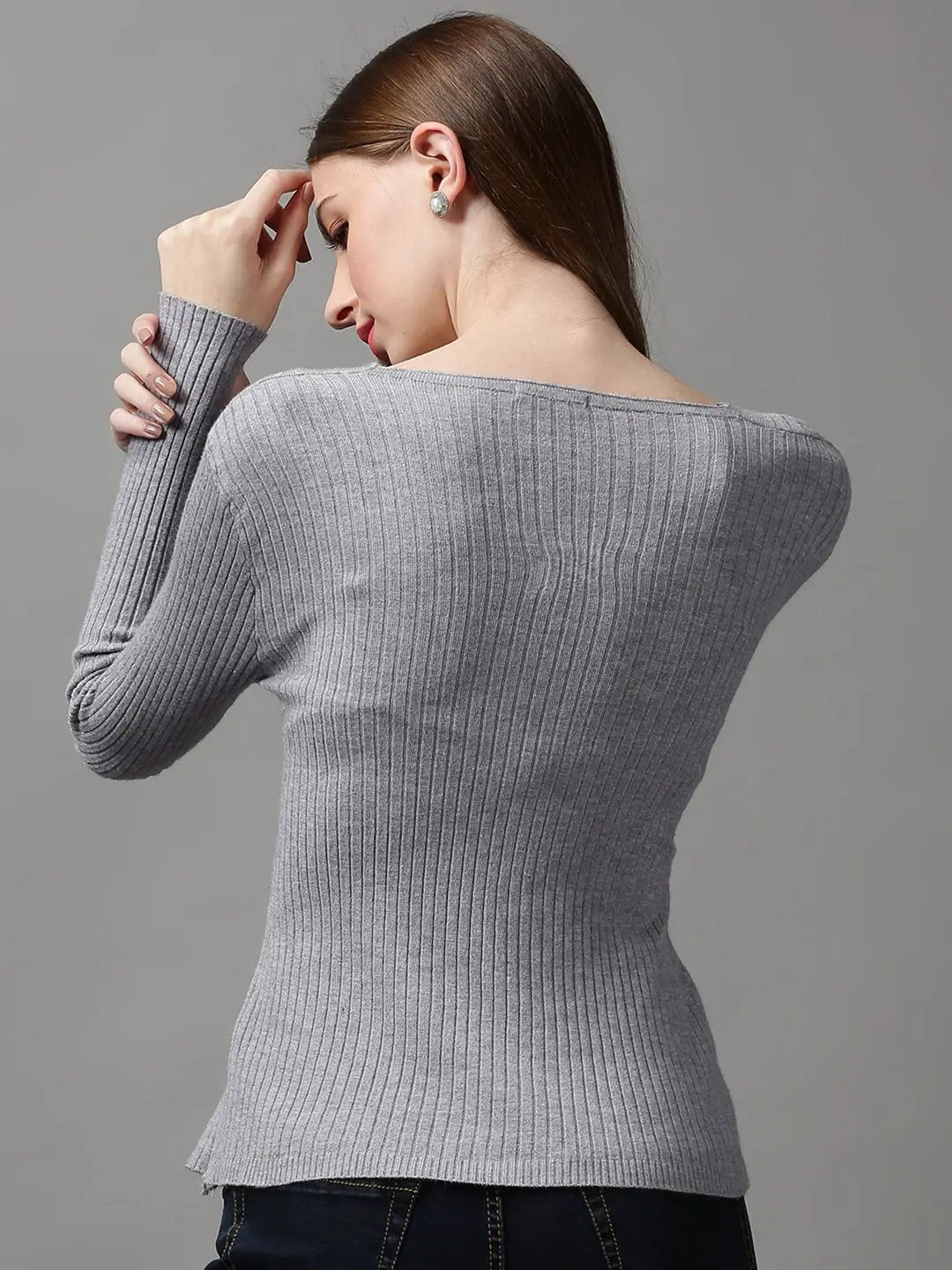 Women's Grey Solid Top