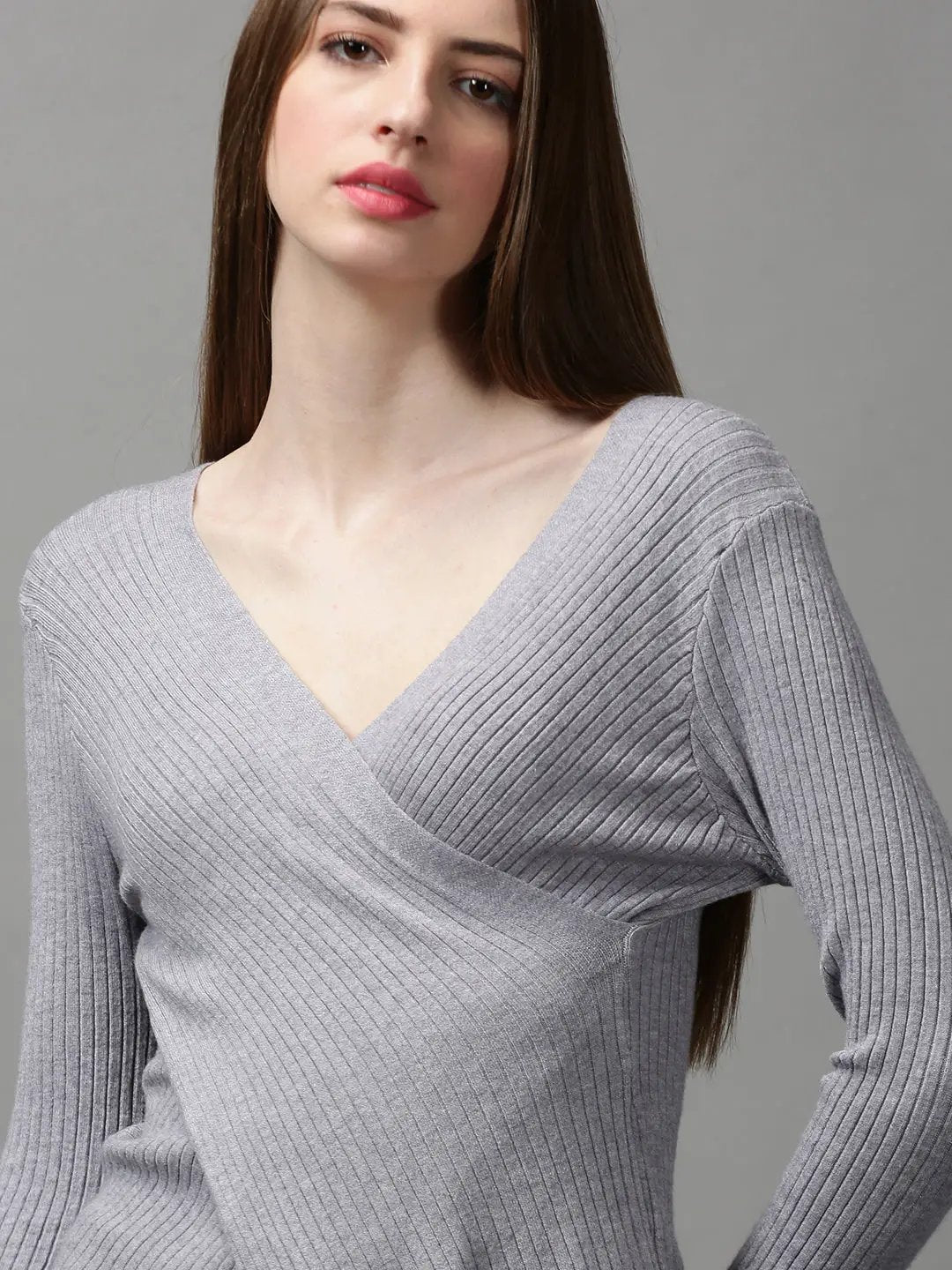 Women's Grey Solid Top