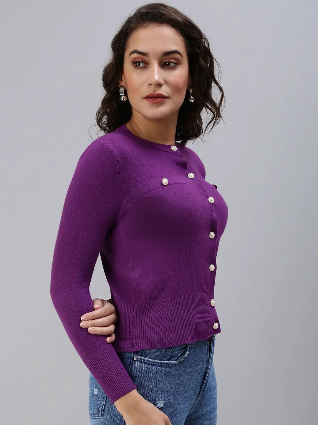 Women's Purple Solid Top