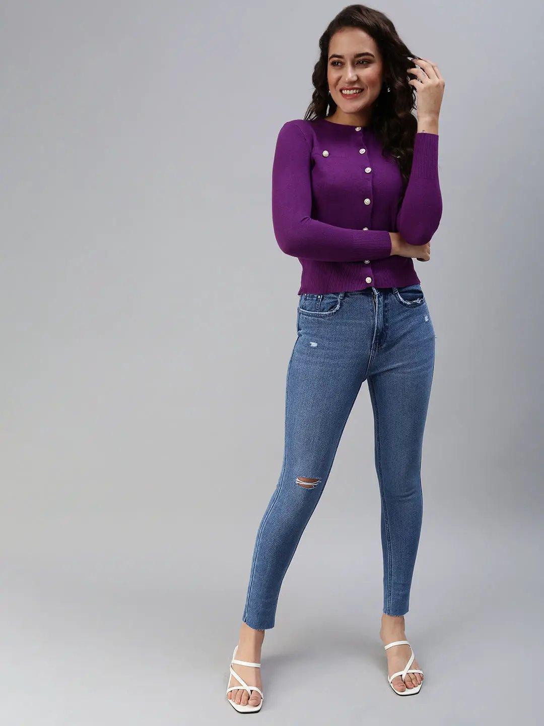 Women's Purple Solid Top