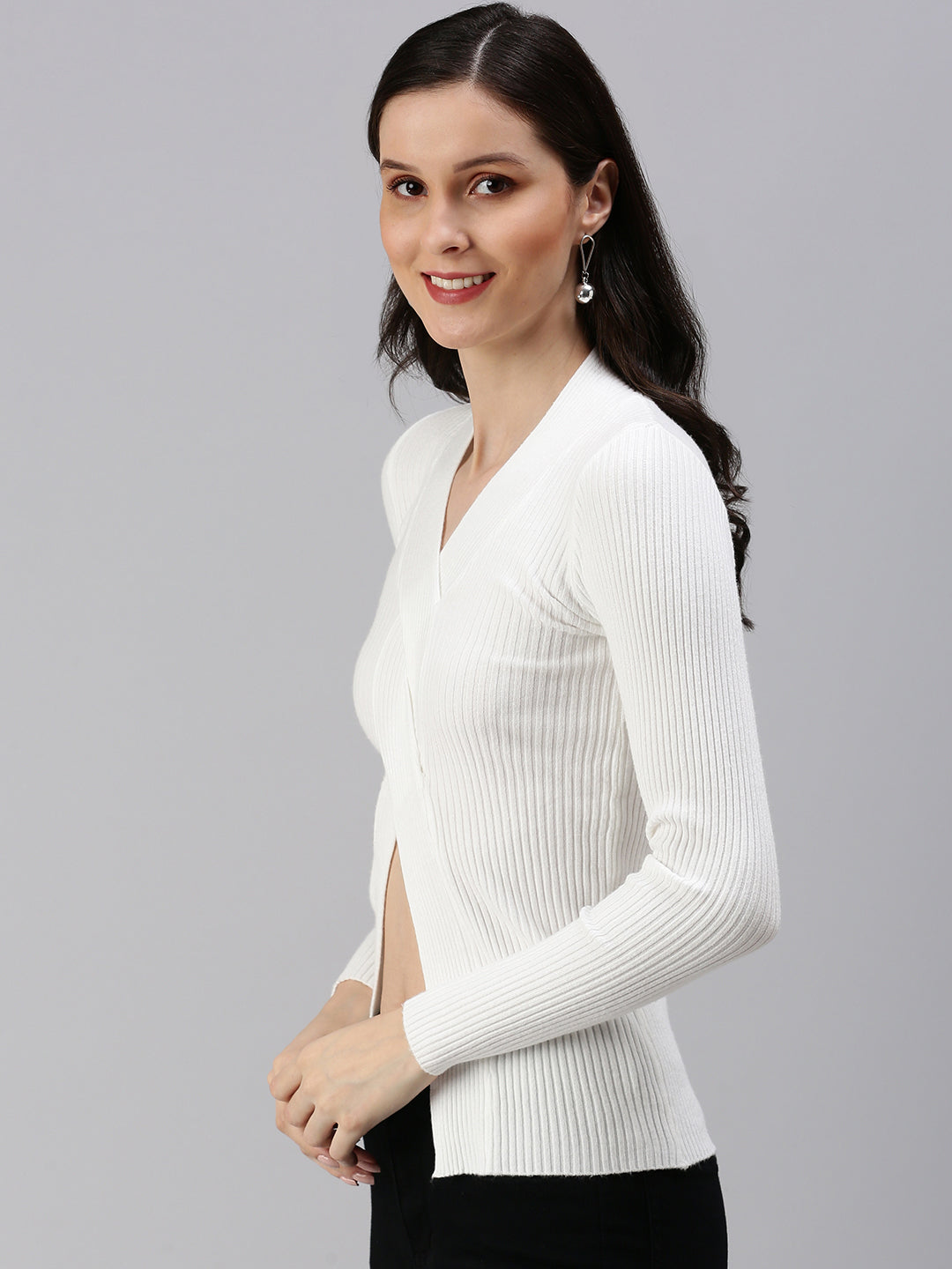 Women's White Solid Top
