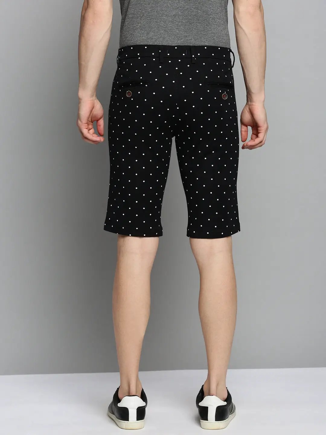 Men's Black Printed Cotton Chino Shorts
