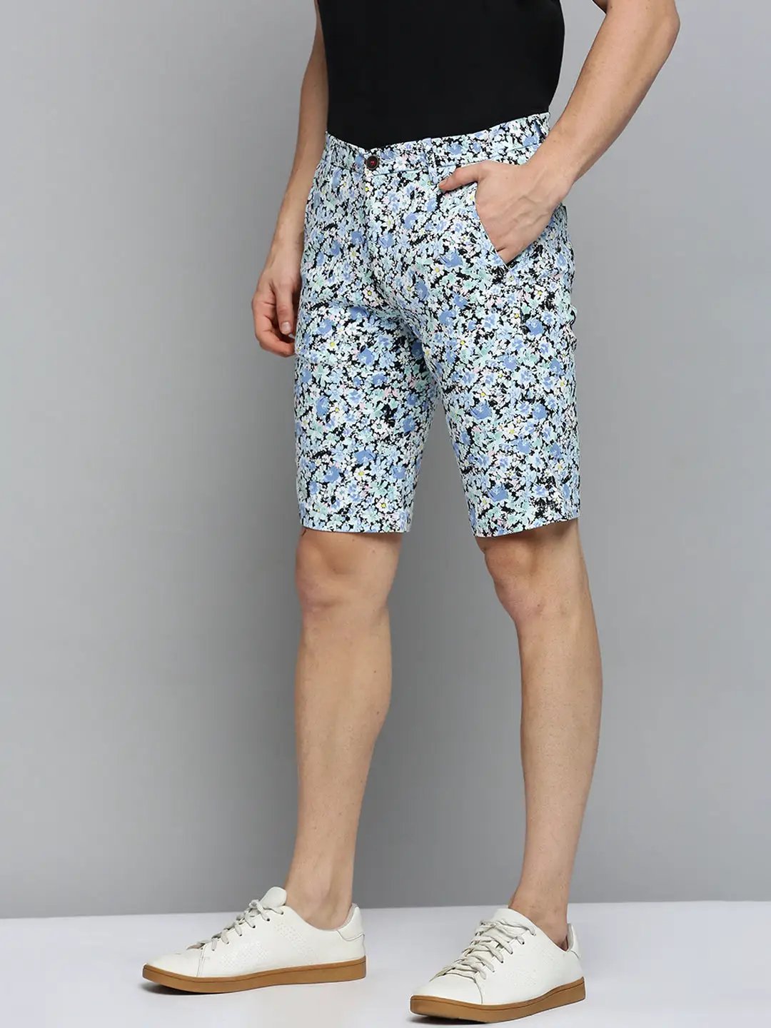 Men's Blue Printed Casual Shorts