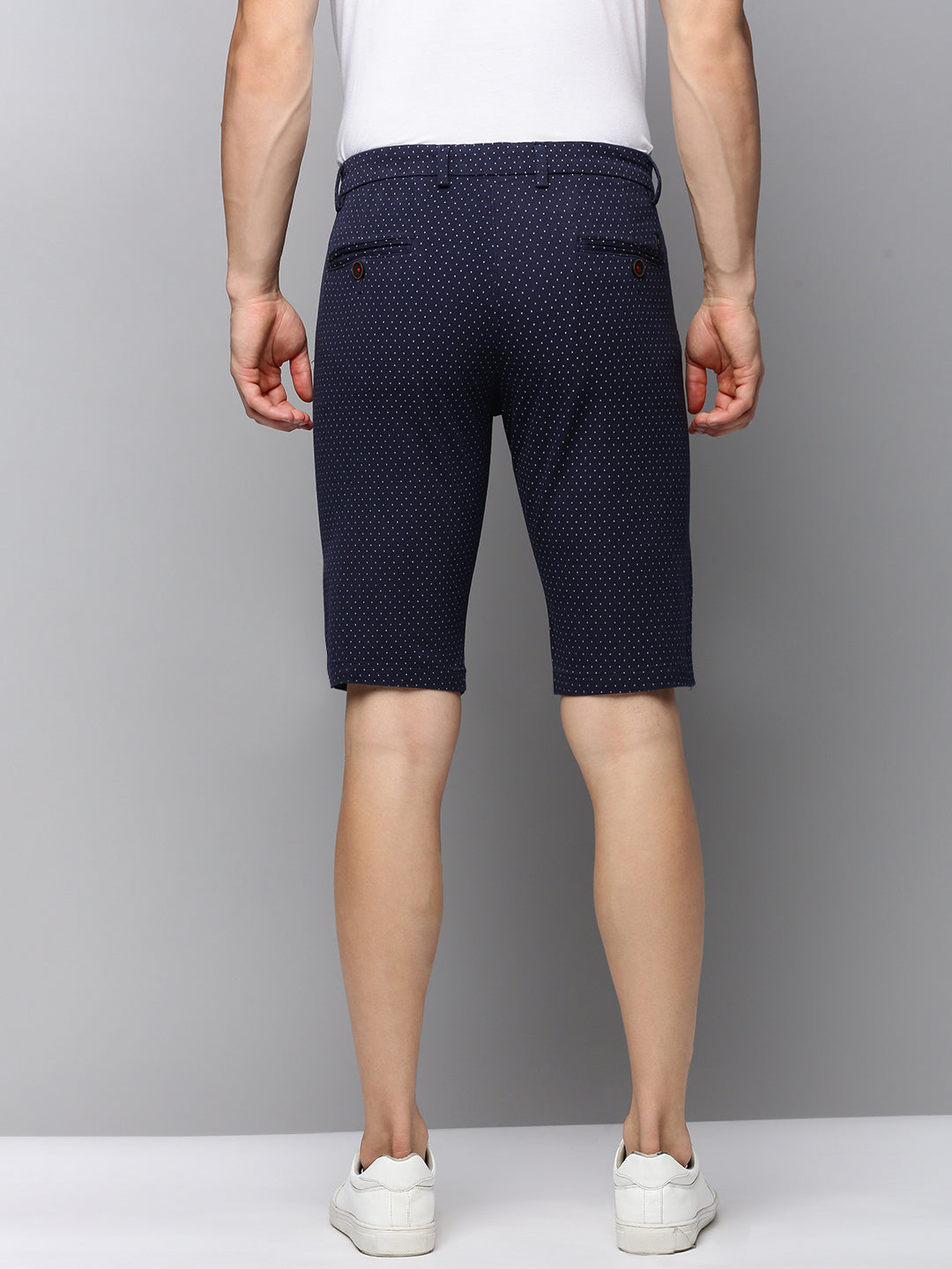 Men's Navy Blue Regular Fit Printed Shorts