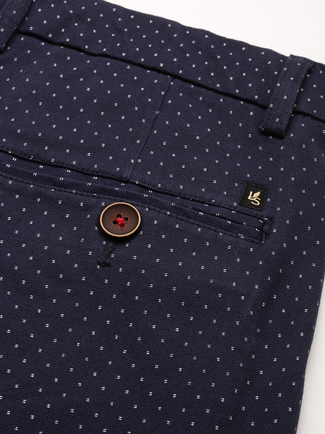 Men's Navy Blue Regular Fit Printed Shorts