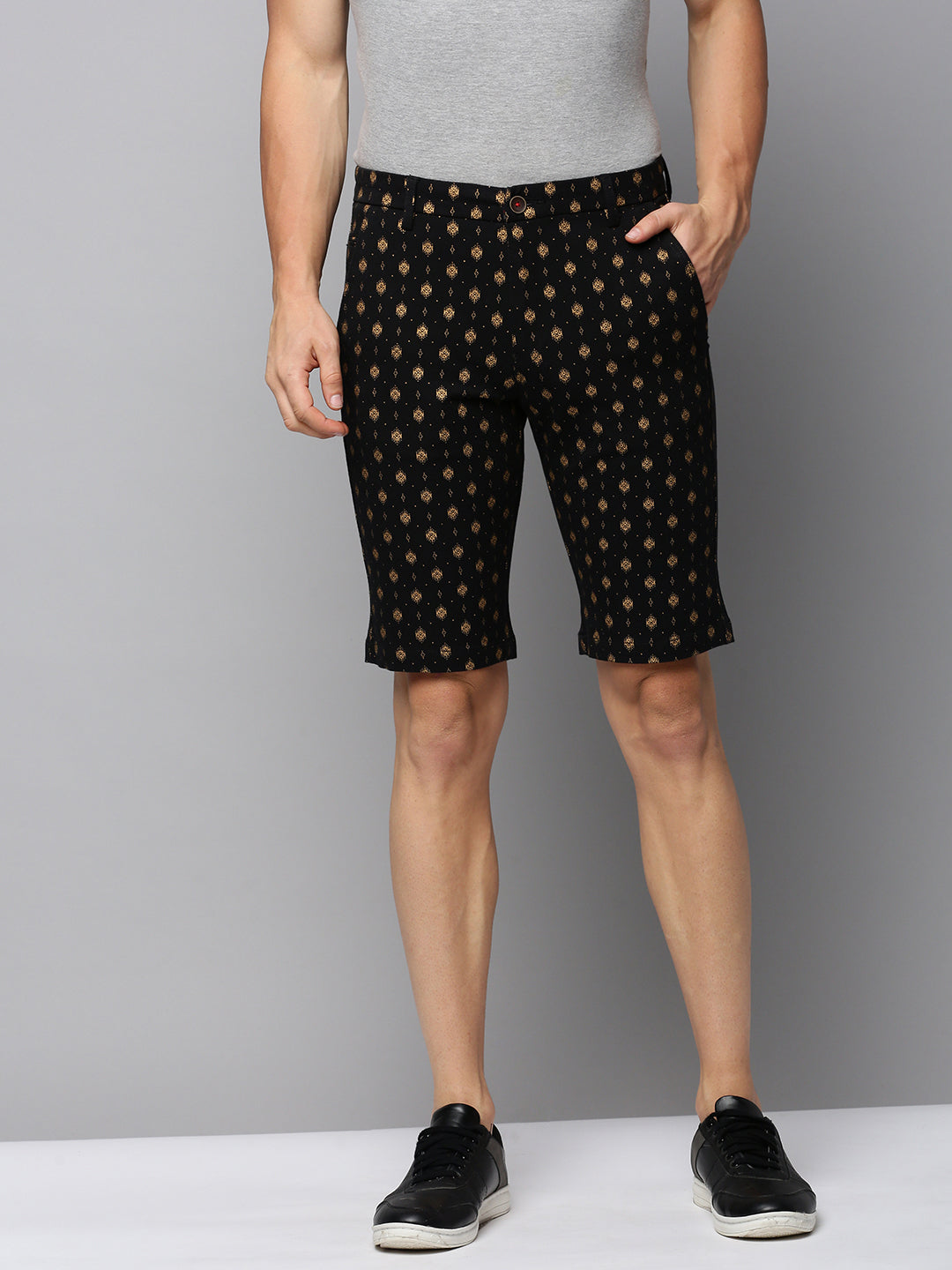 Men Black Printed Casual Shorts