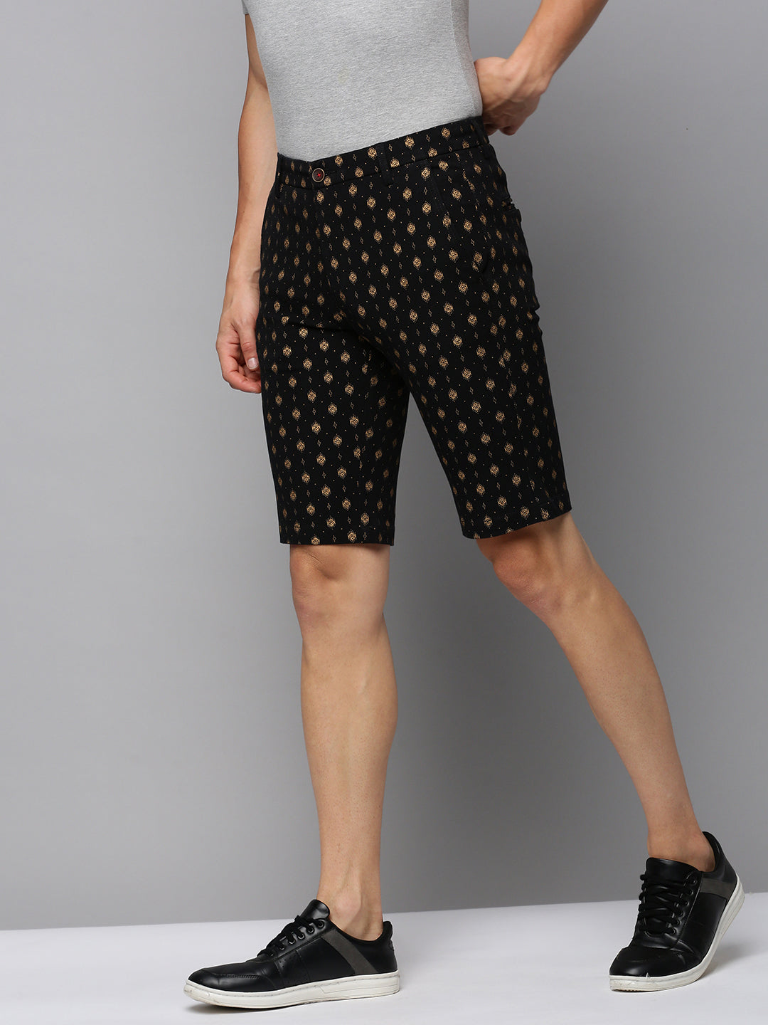 Men Black Printed Casual Shorts