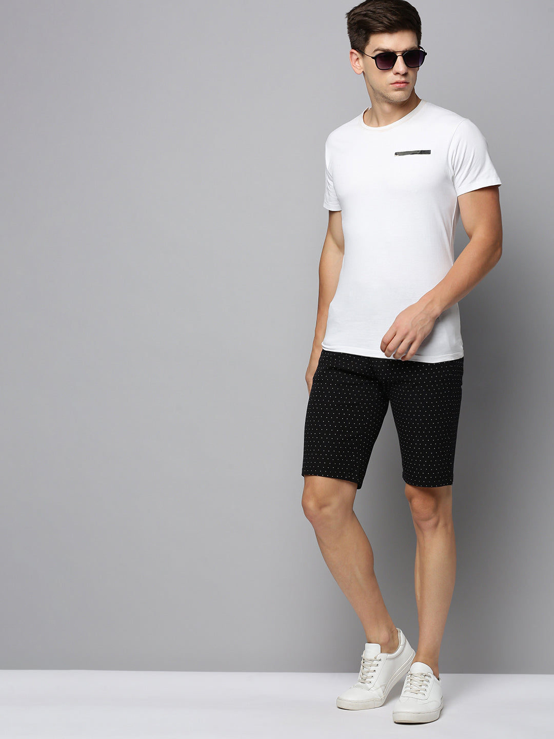 Men Black Printed Casual Shorts