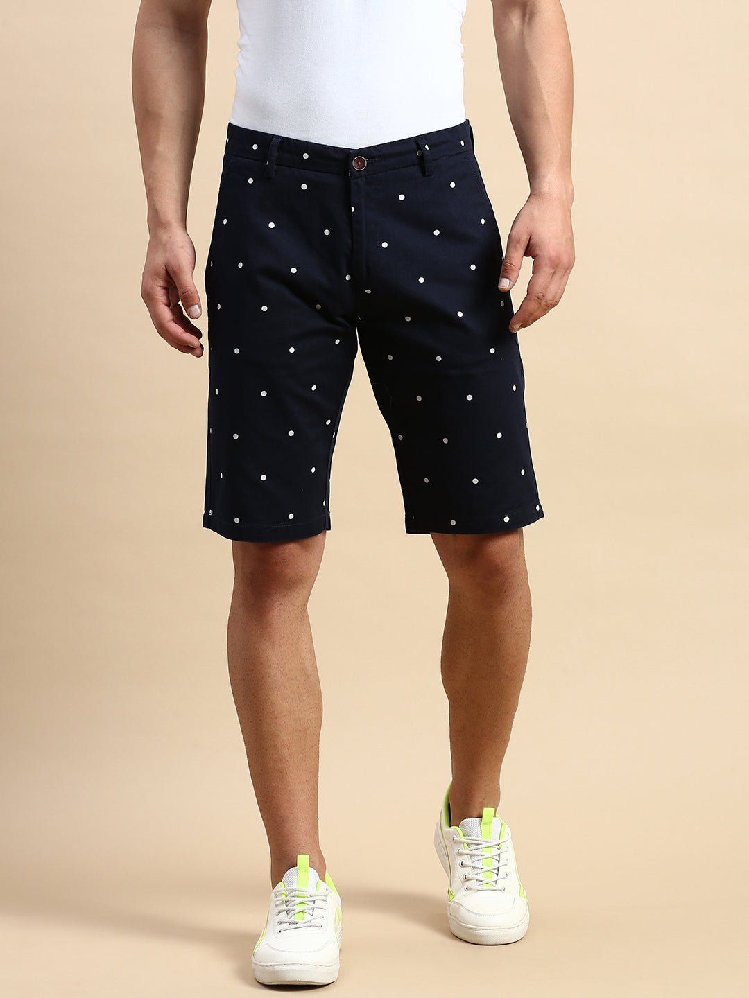 Men Navy Printed Casual Shorts