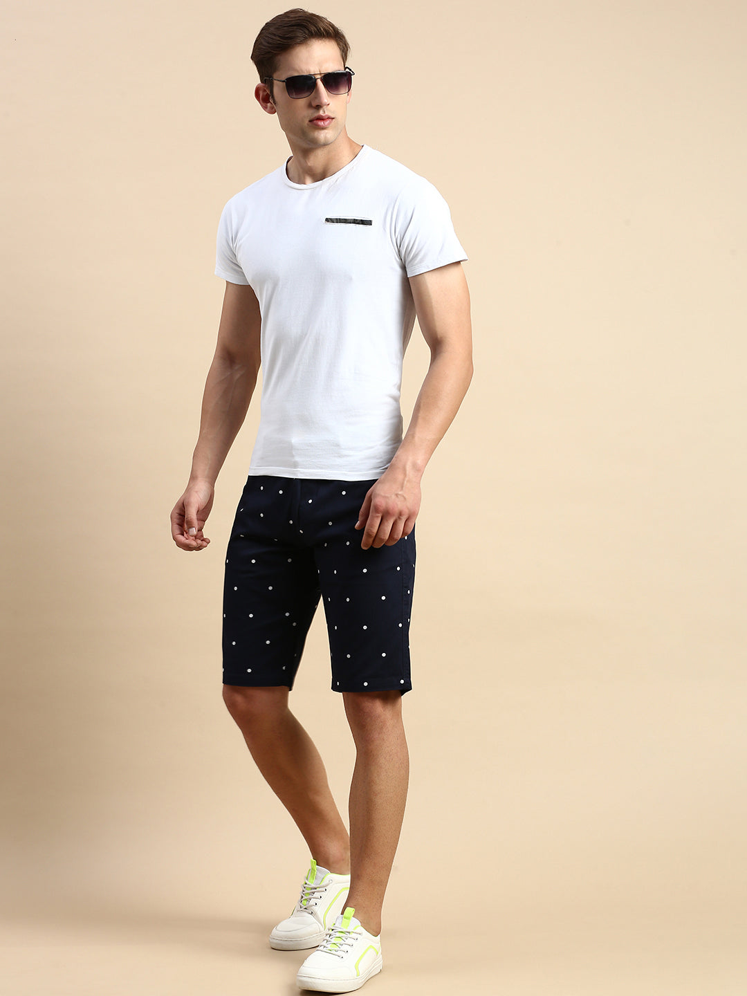 Men Navy Printed Casual Shorts