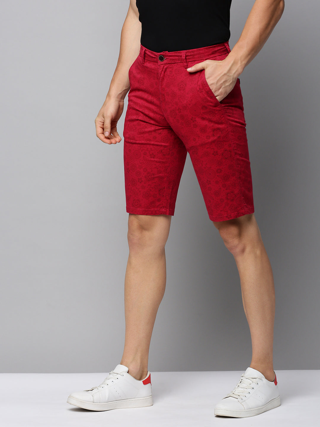 Men Magenta Printed Casual Shorts