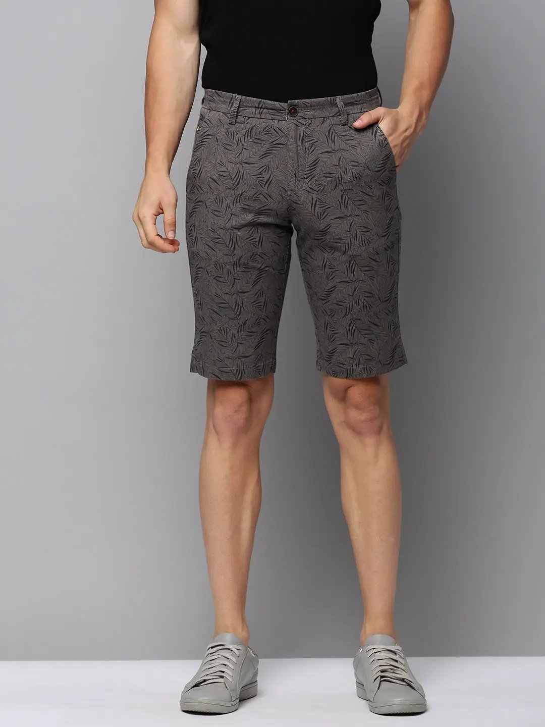 Men's Grey Printed Casual Shorts