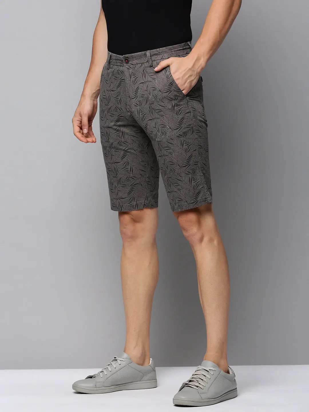 Men's Grey Printed Casual Shorts