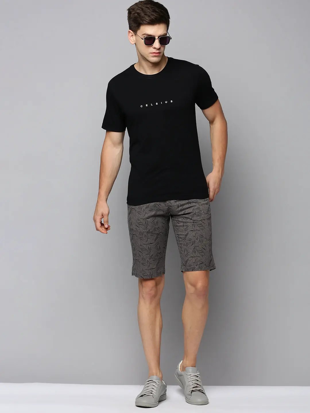 Men's Grey Printed Casual Shorts
