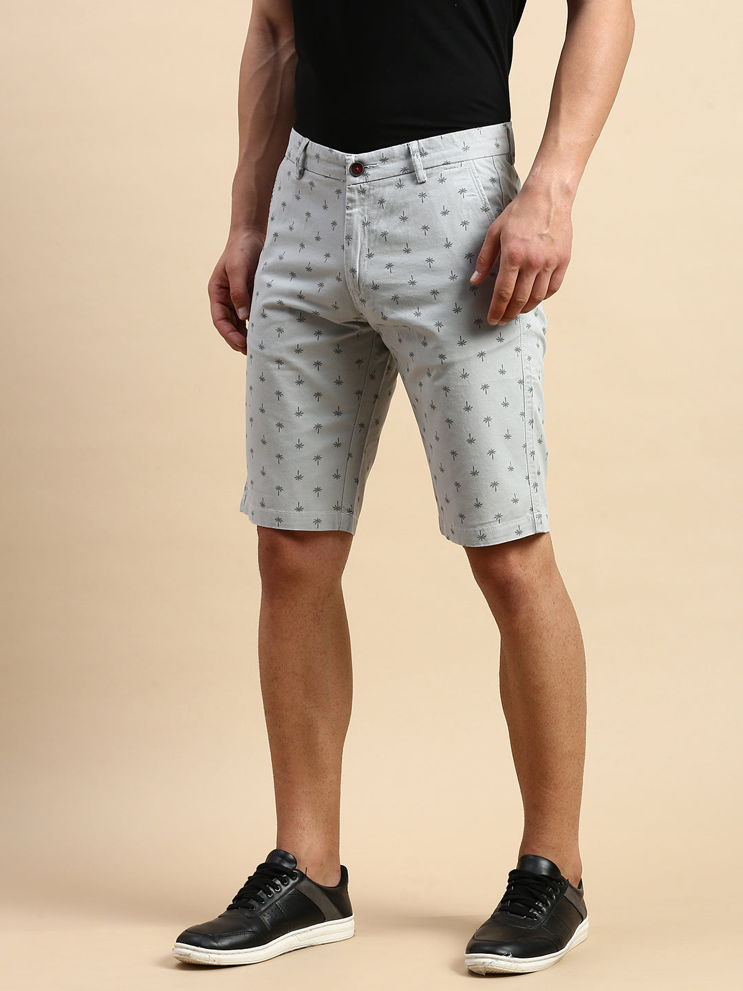 Men Grey Printed Casual Shorts