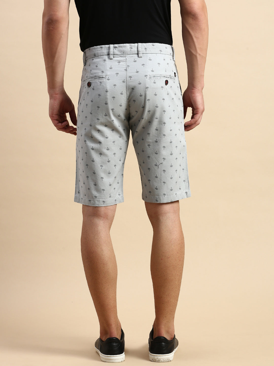 Men Grey Printed Casual Shorts