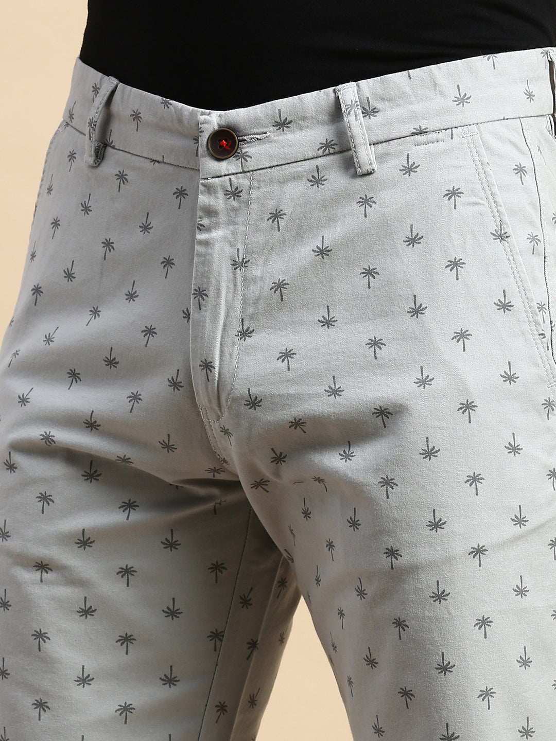 Men Grey Printed Casual Shorts