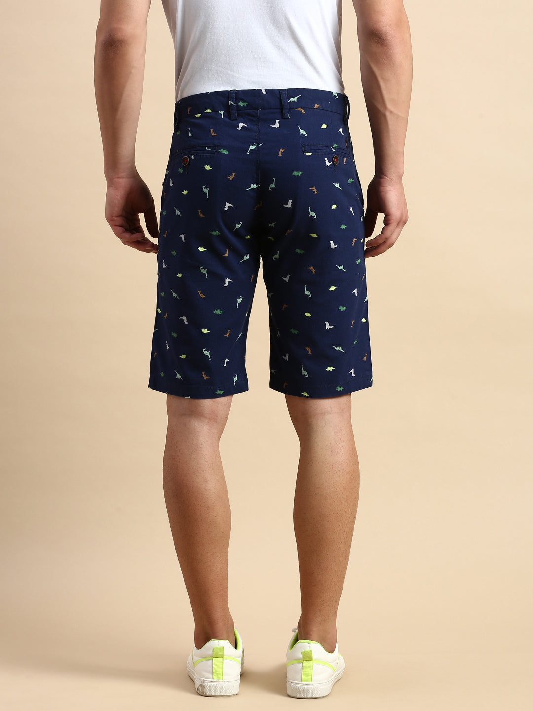 Men Navy Printed Casual Shorts