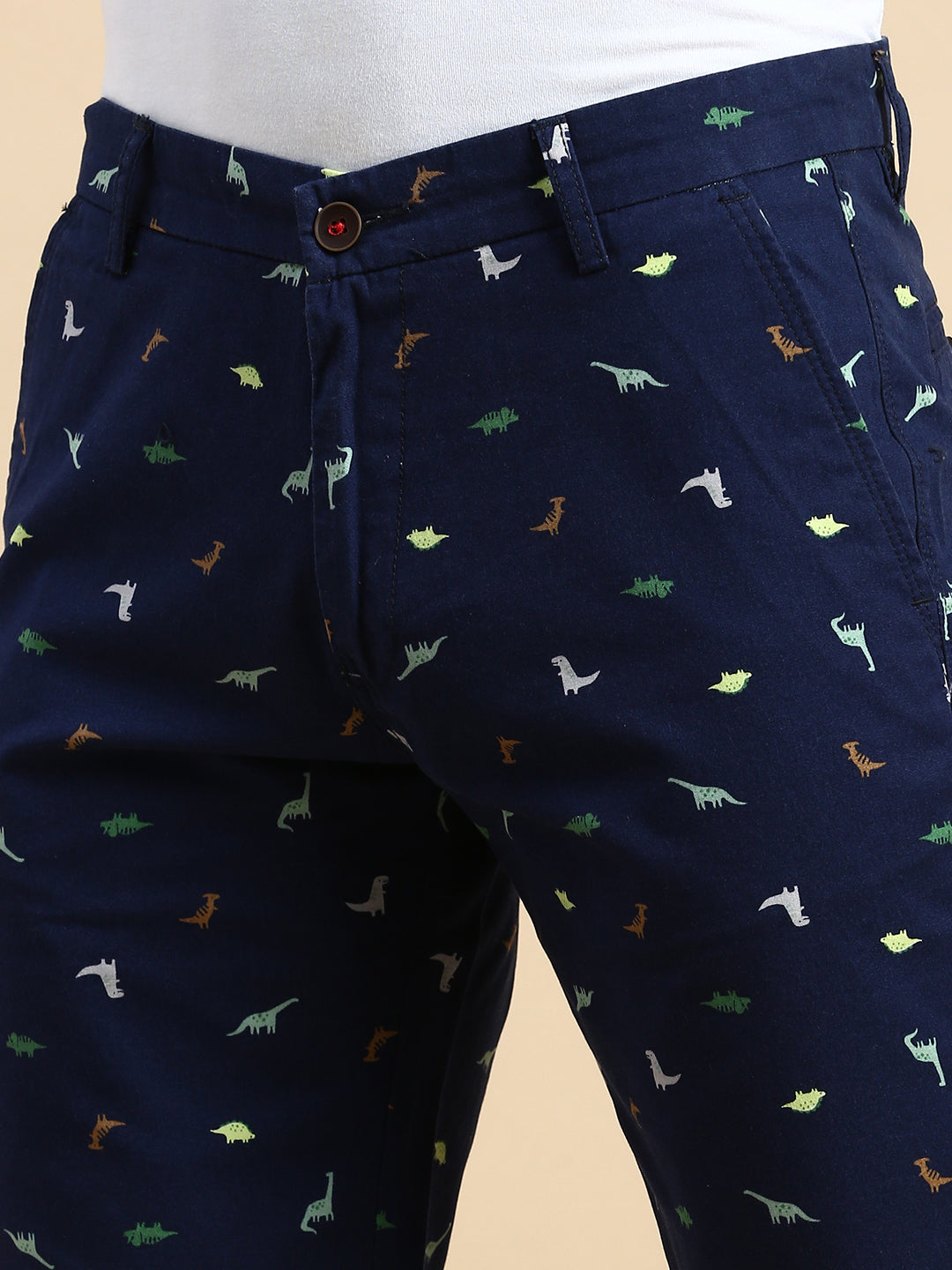 Men Navy Printed Casual Shorts