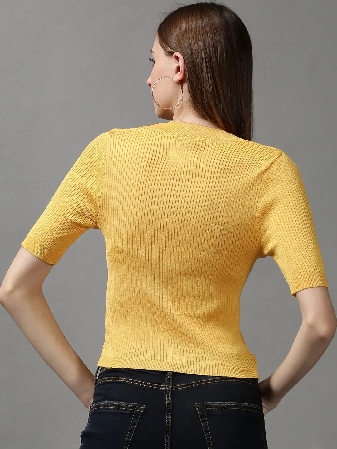 Women's Yellow Solid Top