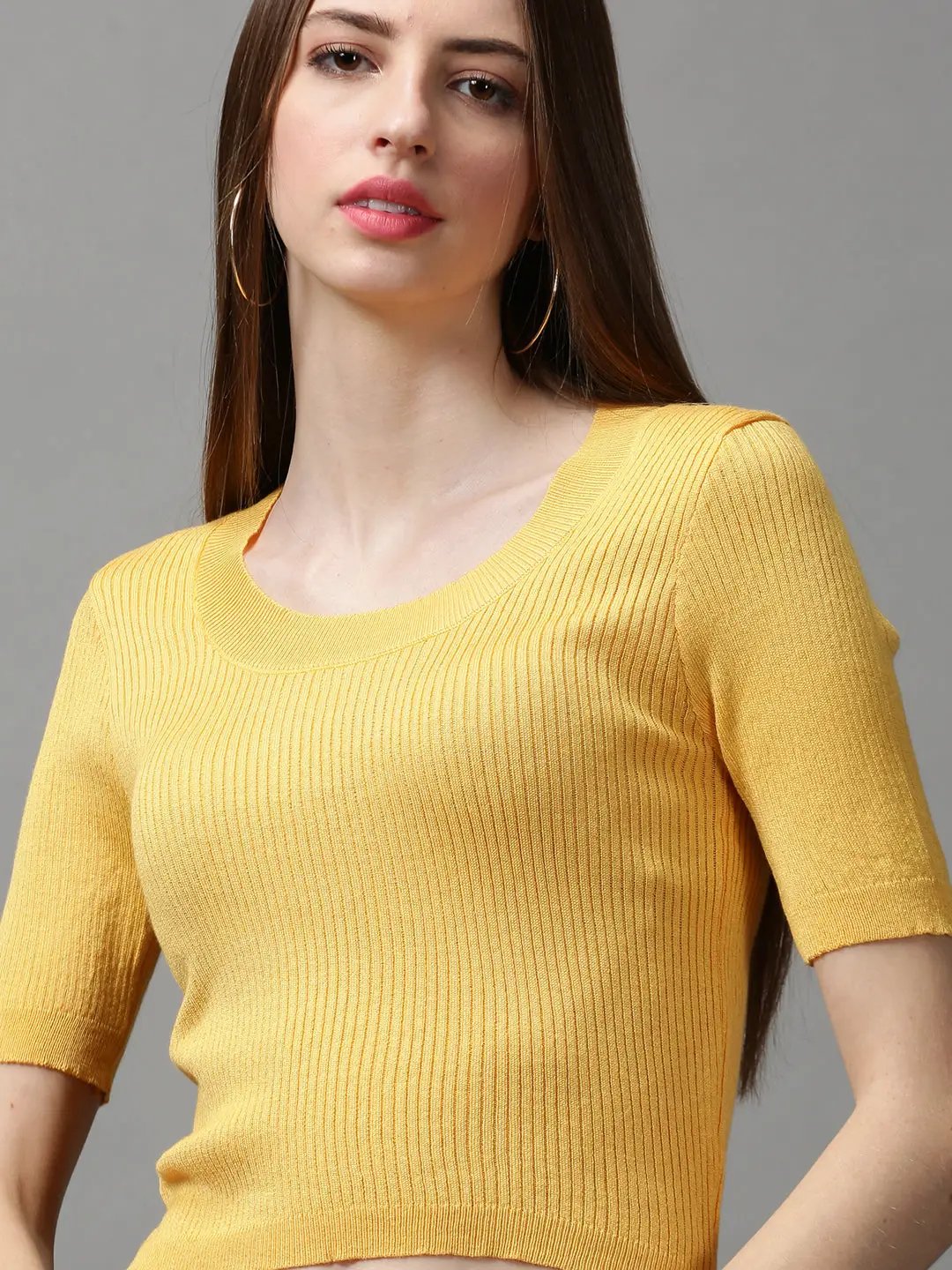 Women's Yellow Solid Top