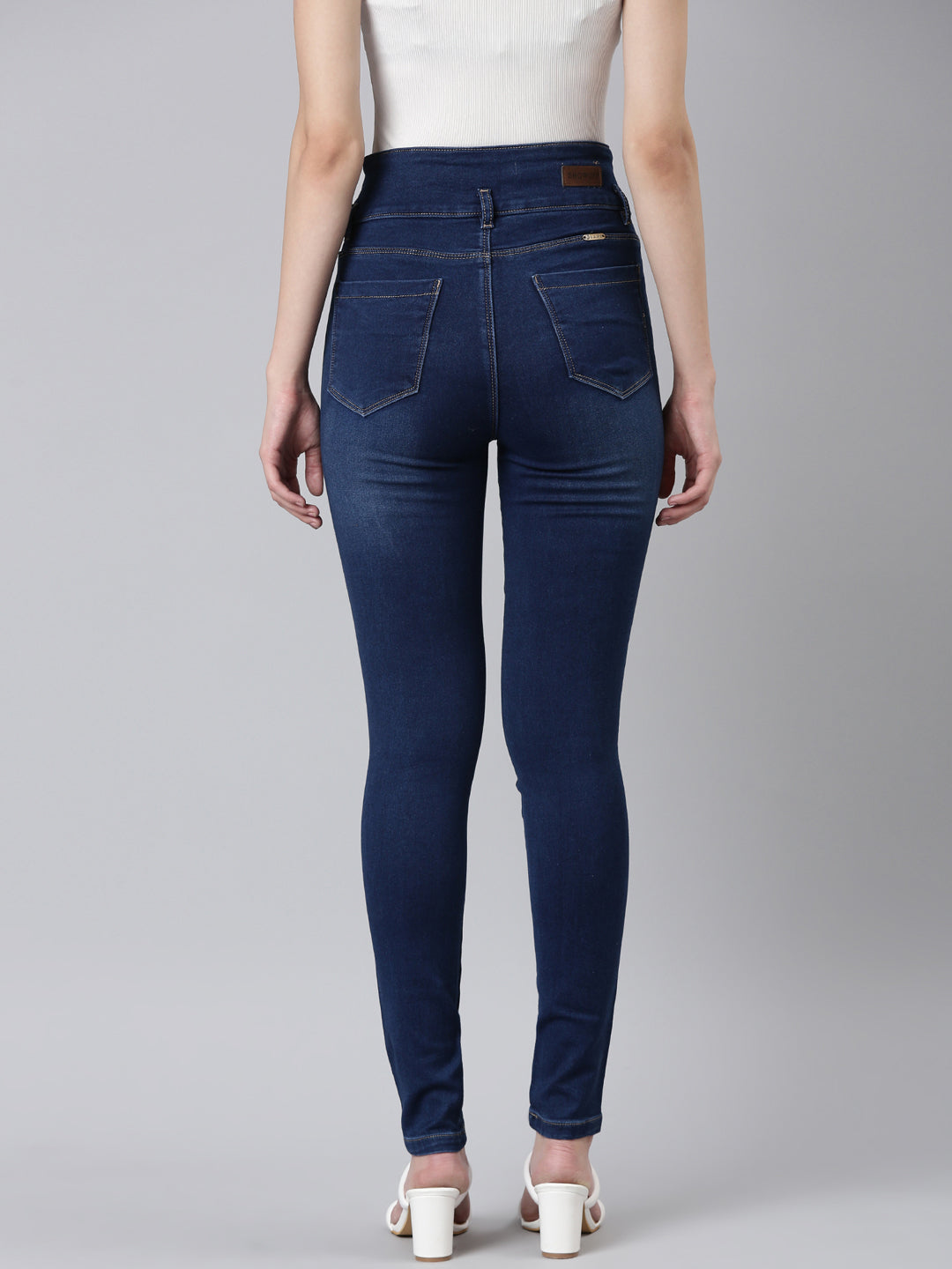 Women Navy Blue Embellished Skinny Fit Denim Jeans